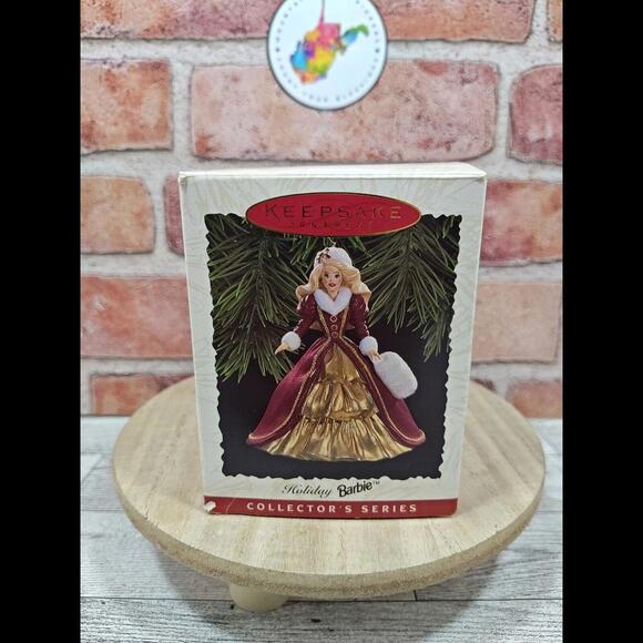 1996 Hallmark Keepsake Ornament Holiday Barbie Collectors Series Open Box - Picture 2 of 9